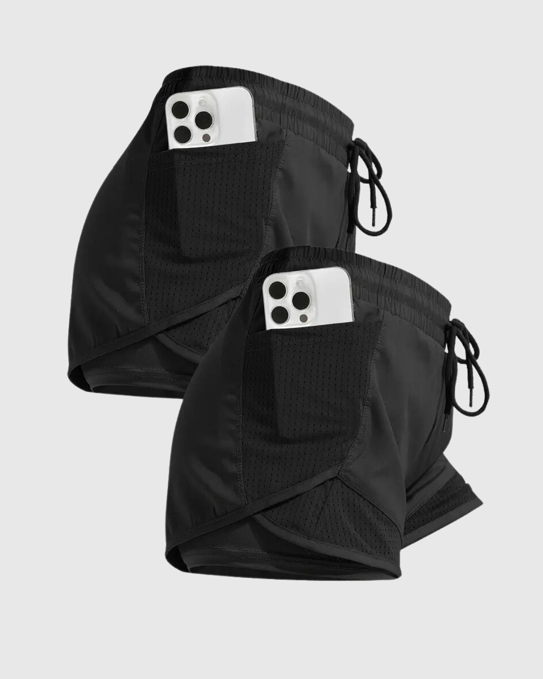 Kit com 2 Shorts femininos dupla face, secagem rápida e transpiráveis ideal para academia e treinos