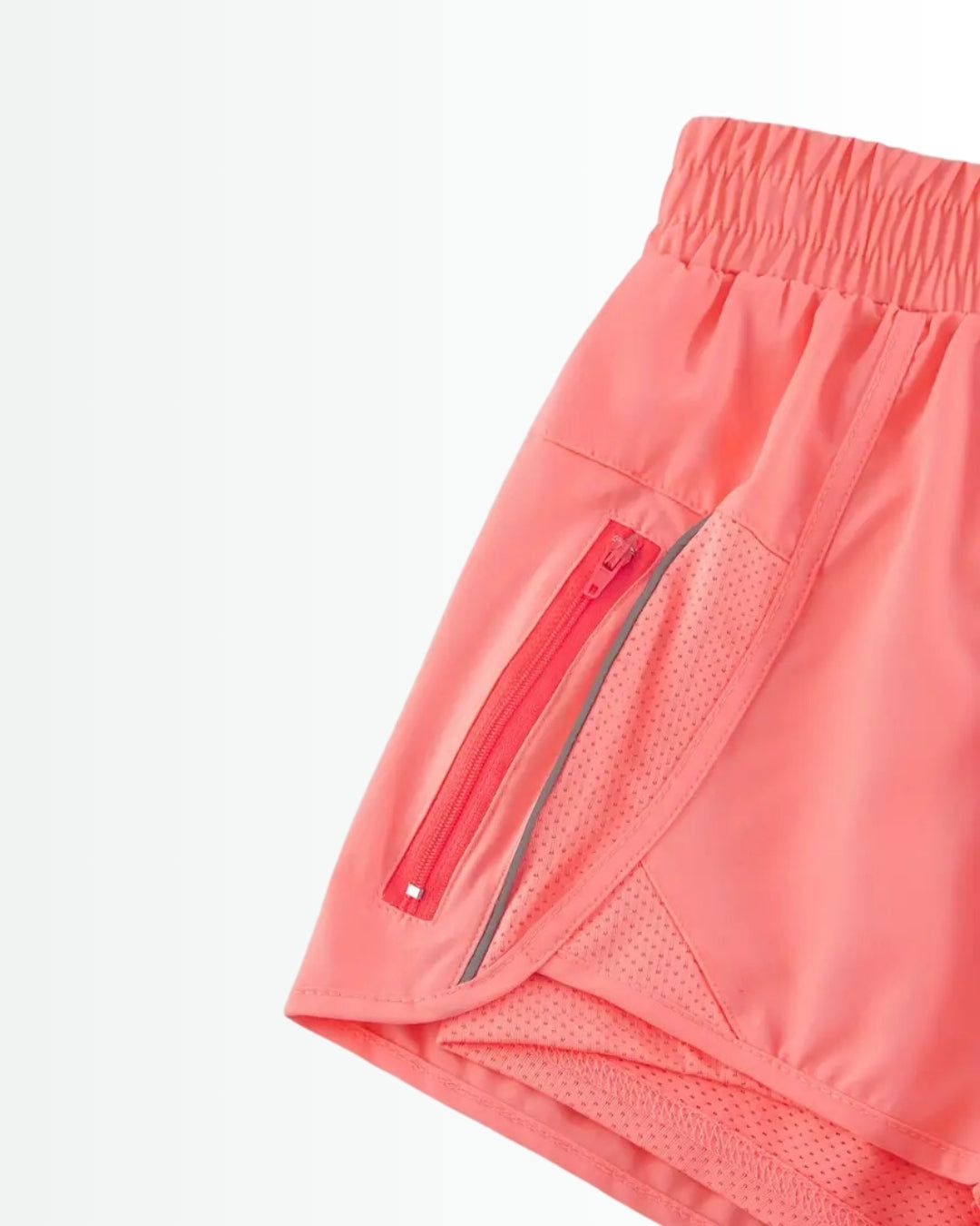 Short feminino de academia ActiveKnit - Dupla face, com bolsos