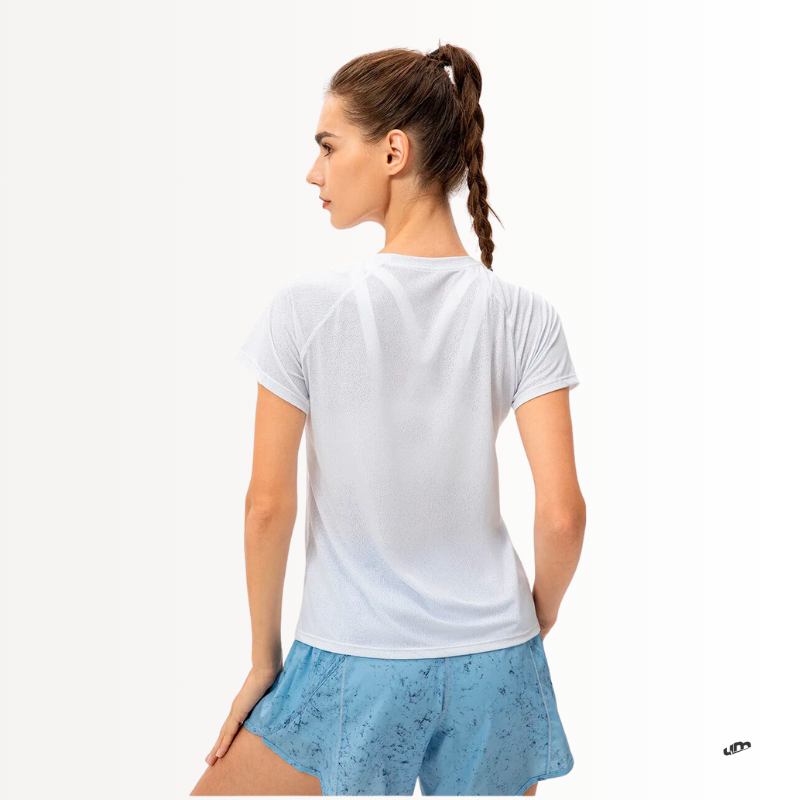 FlexGlow Camiseta feminina ultra-leve e respirável para exercícios, academia e esportes