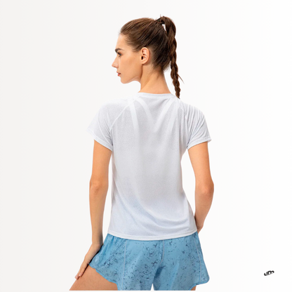 FlexGlow Camiseta feminina ultra-leve e respirável para exercícios, academia e esportes