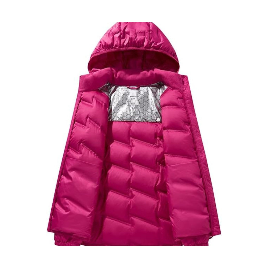 Jaqueta Puffer Feminina Revaya - Impermeável, quente, capuz removível