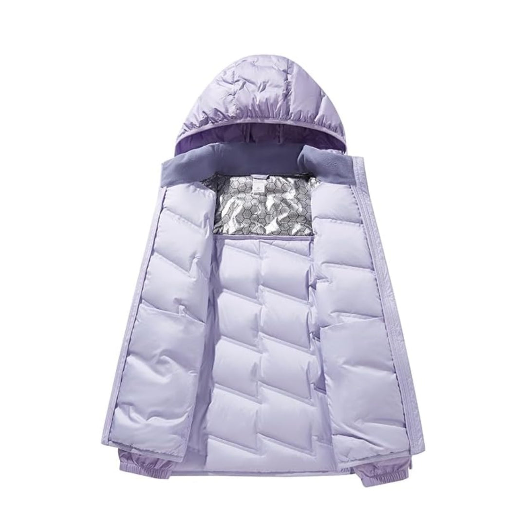 Jaqueta Puffer Feminina Revaya - Impermeável, quente, capuz removível