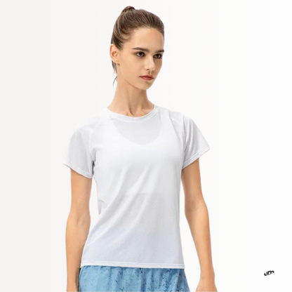 FlexGlow Camiseta feminina ultra-leve e respirável para exercícios, academia e esportes