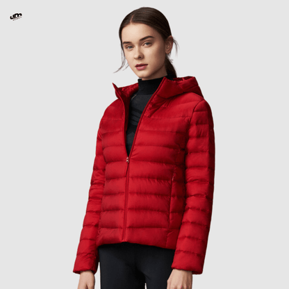 Jaqueta Puffer dobrável feminina Essentials com capuz - Ultra Max