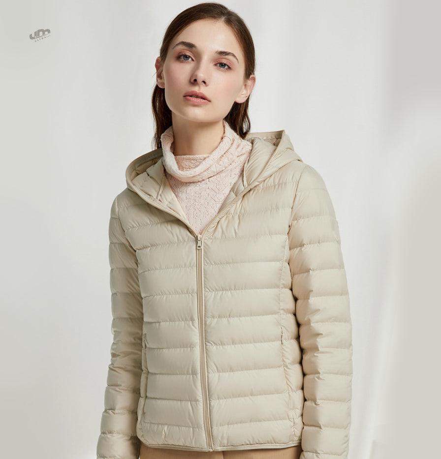 Jaqueta Puffer dobrável feminina Essentials com capuz - Ultra Max