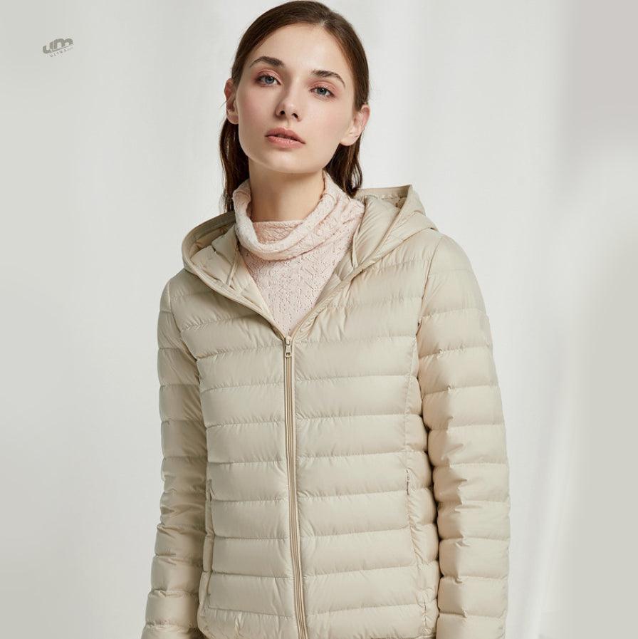 Jaqueta Puffer dobrável feminina Essentials com capuz - Ultra Max