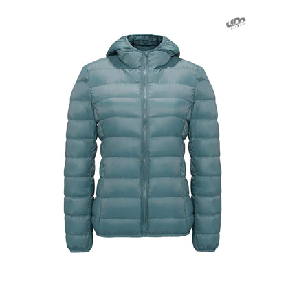 Jaqueta Puffer dobrável feminina Essentials com capuz - Ultra Max