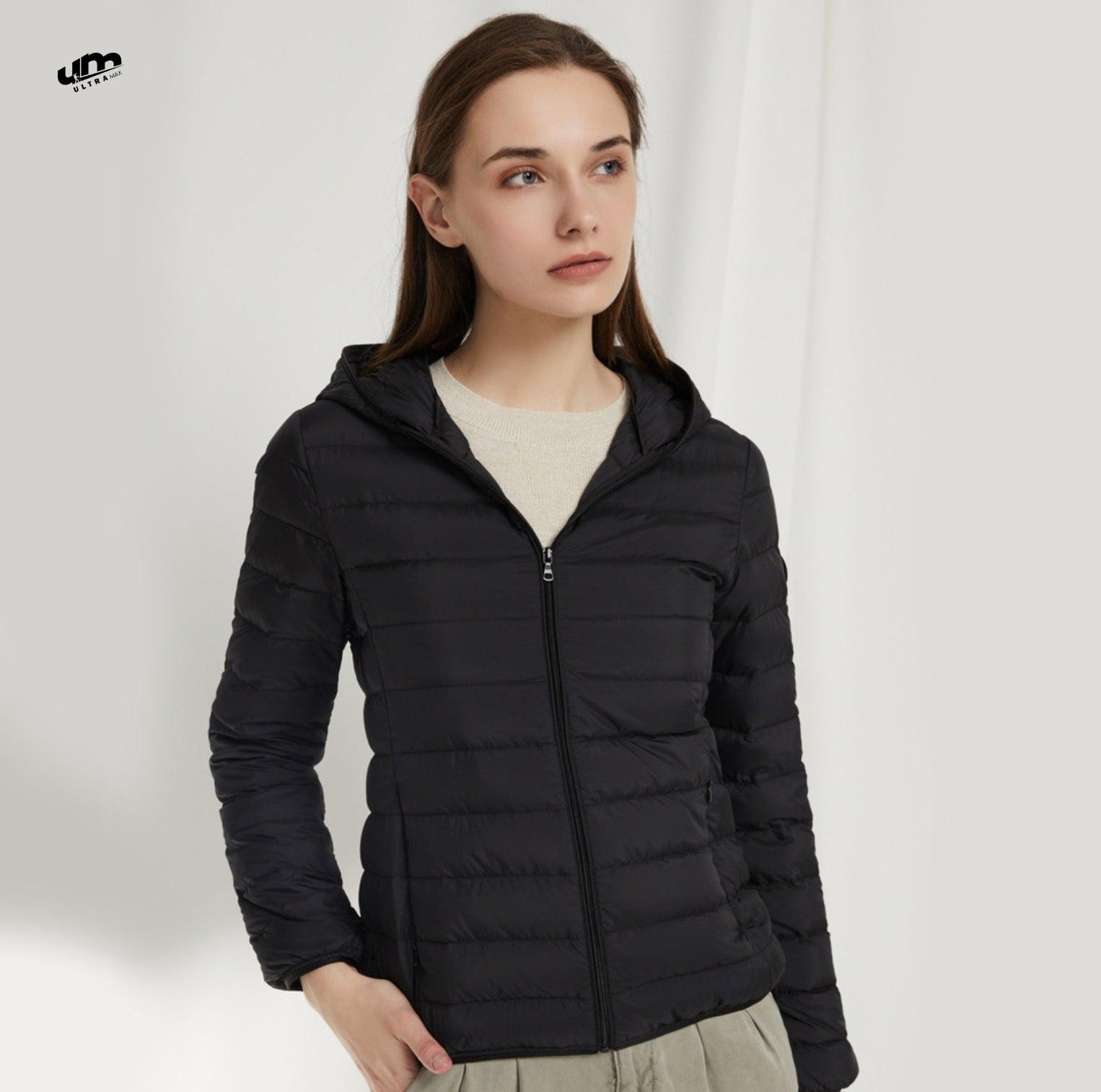 Jaqueta Puffer dobrável feminina Essentials com capuz - Ultra Max