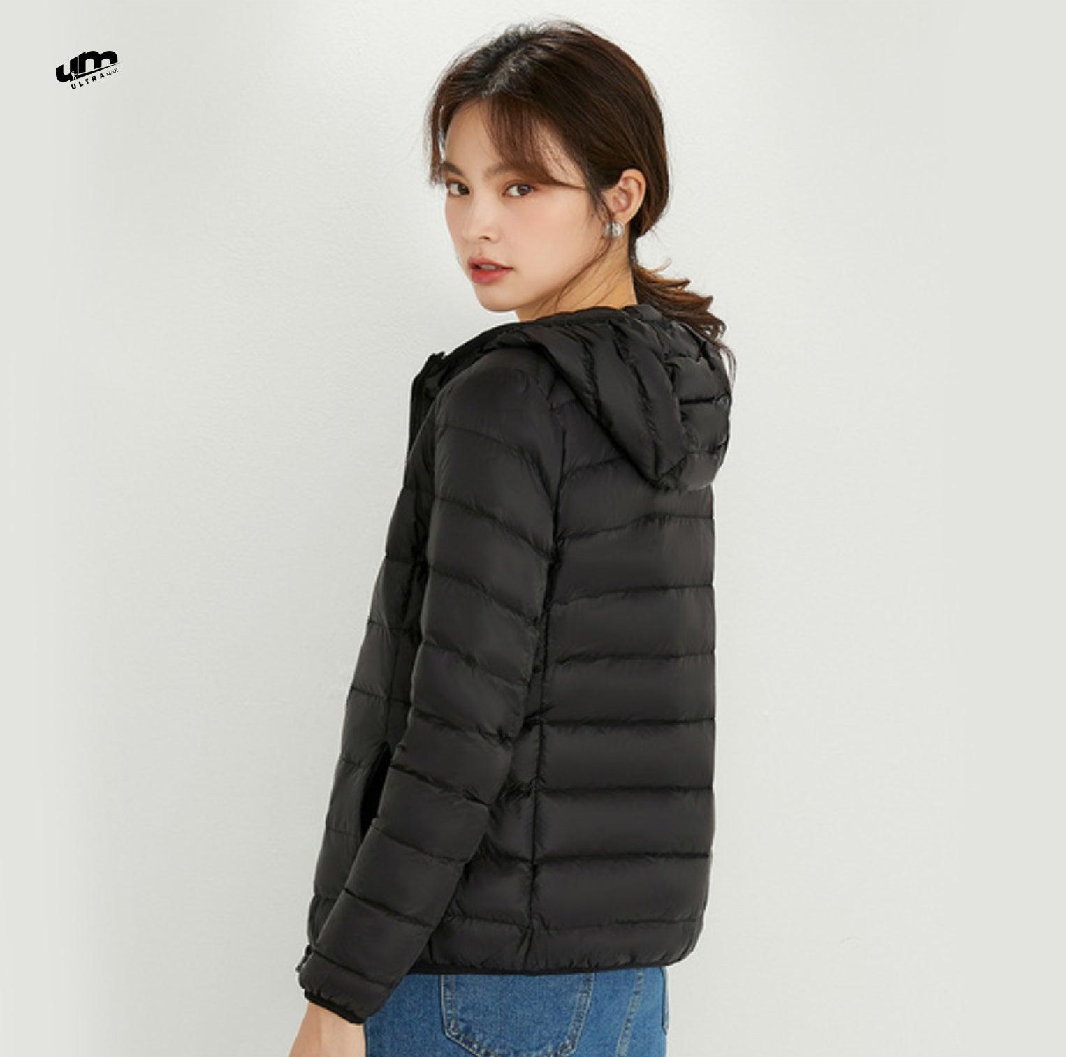 Jaqueta Puffer dobrável feminina Essentials com capuz - Ultra Max