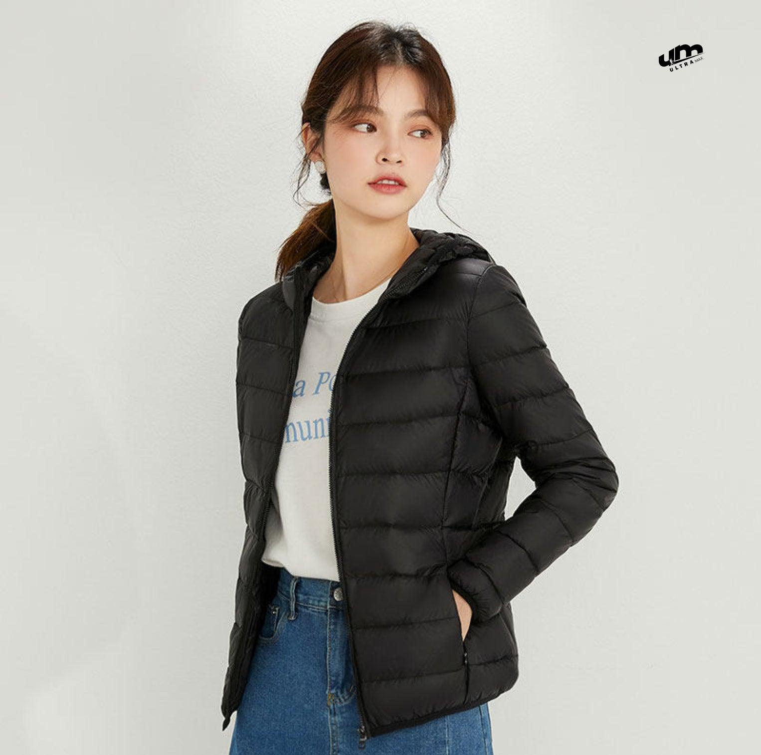 Jaqueta Puffer dobrável feminina Essentials com capuz - Ultra Max