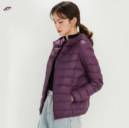 Jaqueta Puffer dobrável feminina Essentials com capuz - Ultra Max