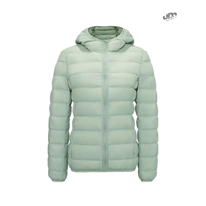 Jaqueta Puffer dobrável feminina Essentials com capuz - Ultra Max