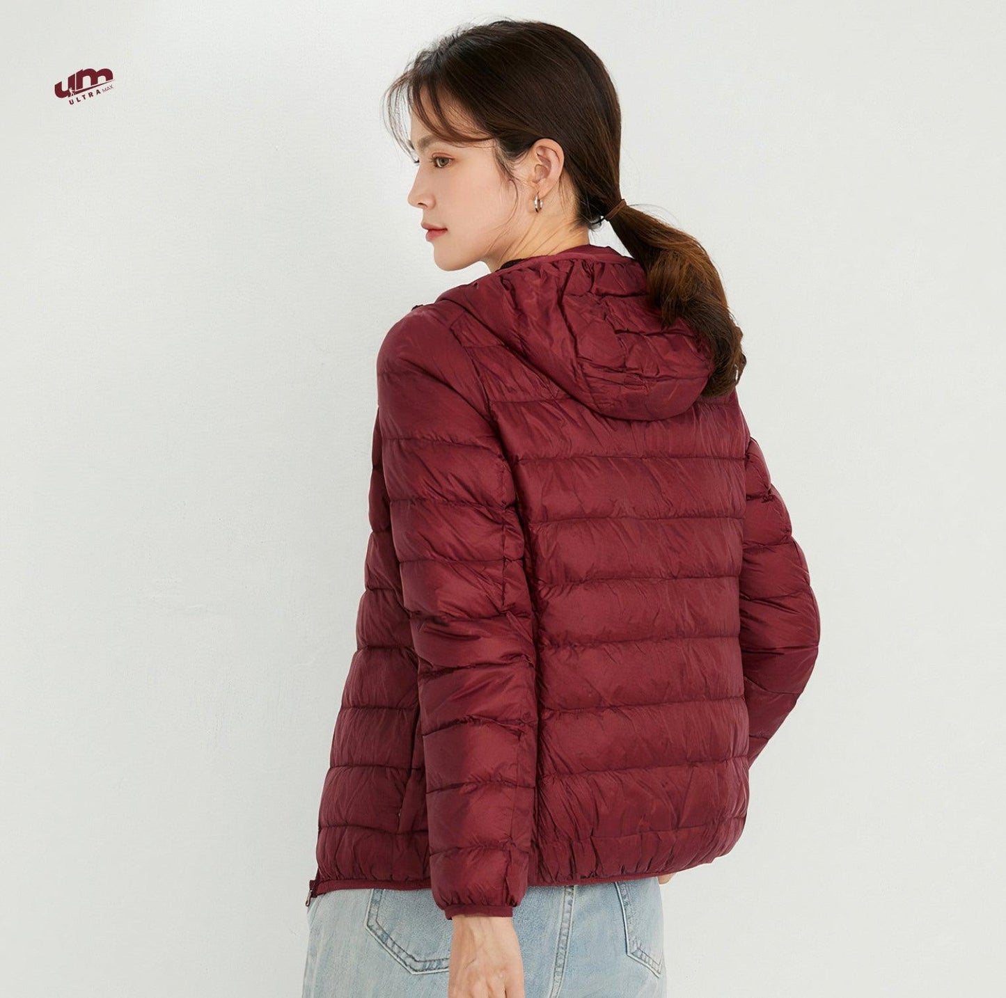 Jaqueta Puffer dobrável feminina Essentials com capuz - Ultra Max