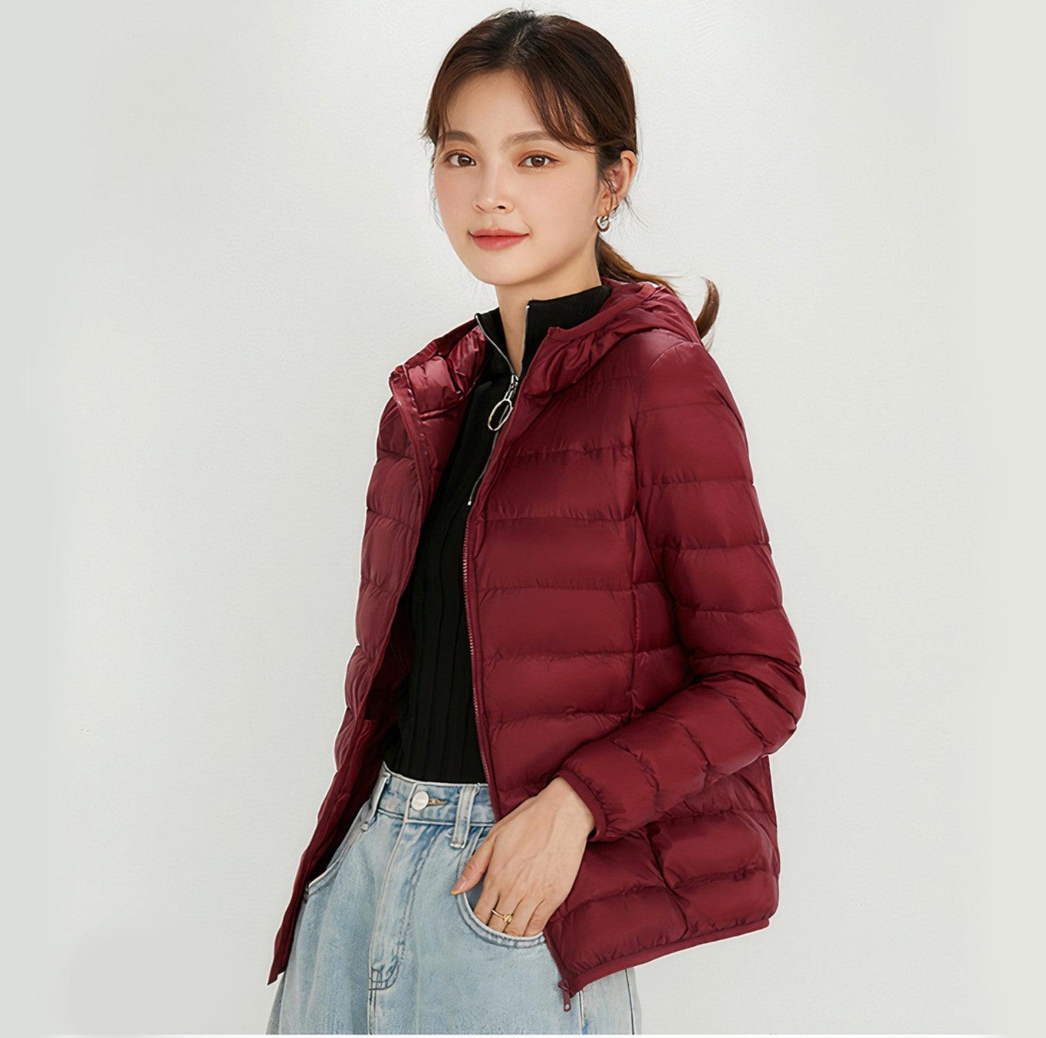 Jaqueta Puffer dobrável feminina Essentials com capuz - Ultra Max