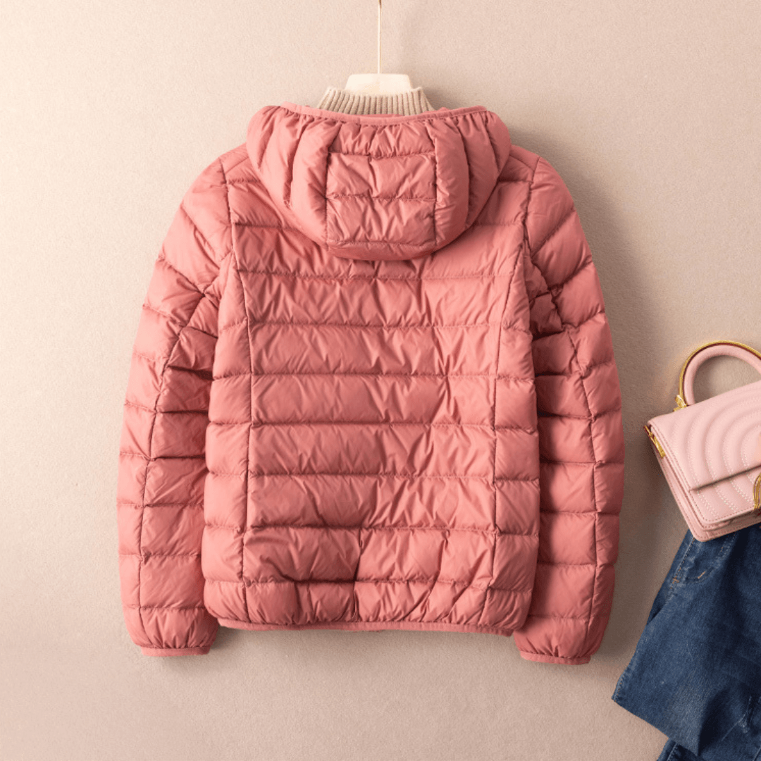 Jaqueta Puffer dobrável feminina Essentials com capuz - Ultra Max