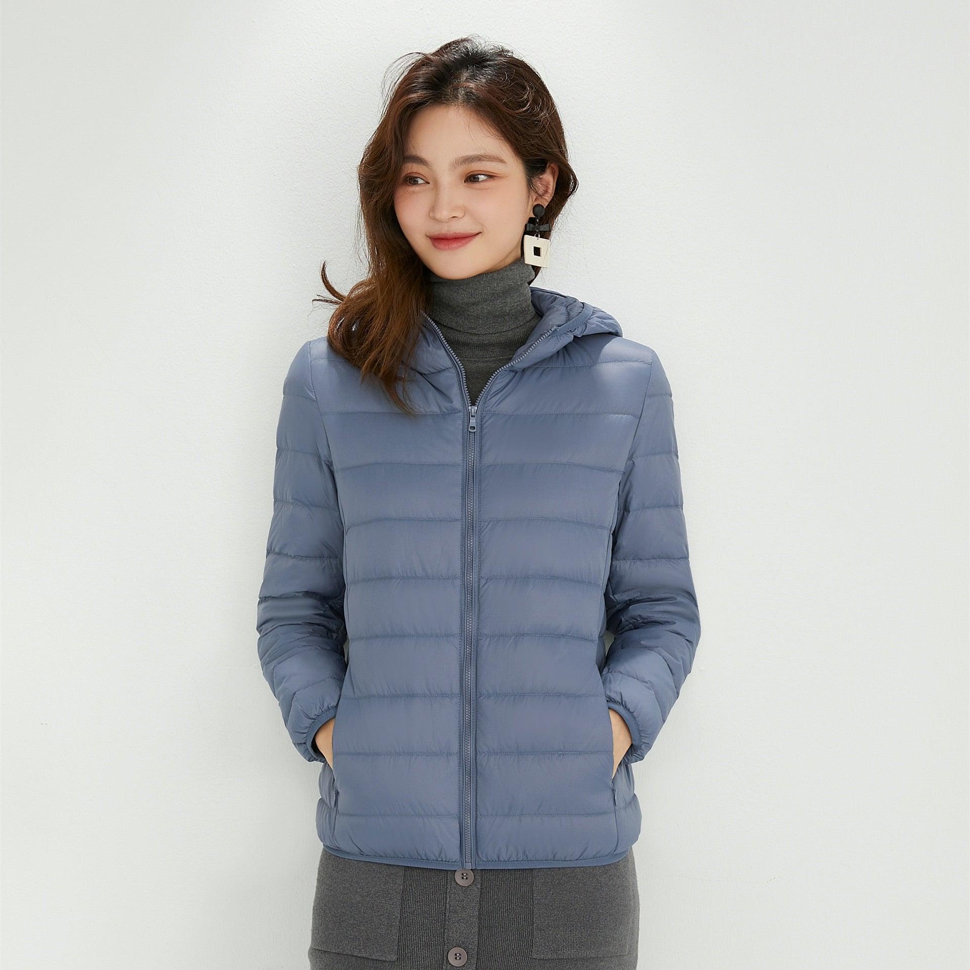 Jaqueta Puffer dobrável feminina Essentials com capuz - Ultra Max